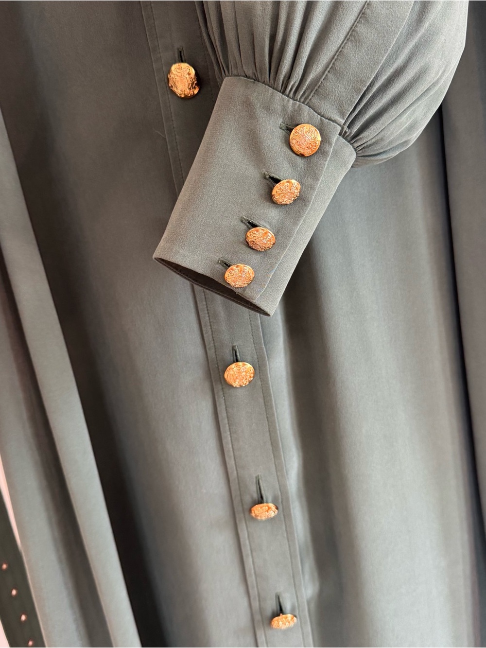 Zimmermann Forest Green Long Sleeve Tie-Neck Midi Dress - Picture 6 of 8